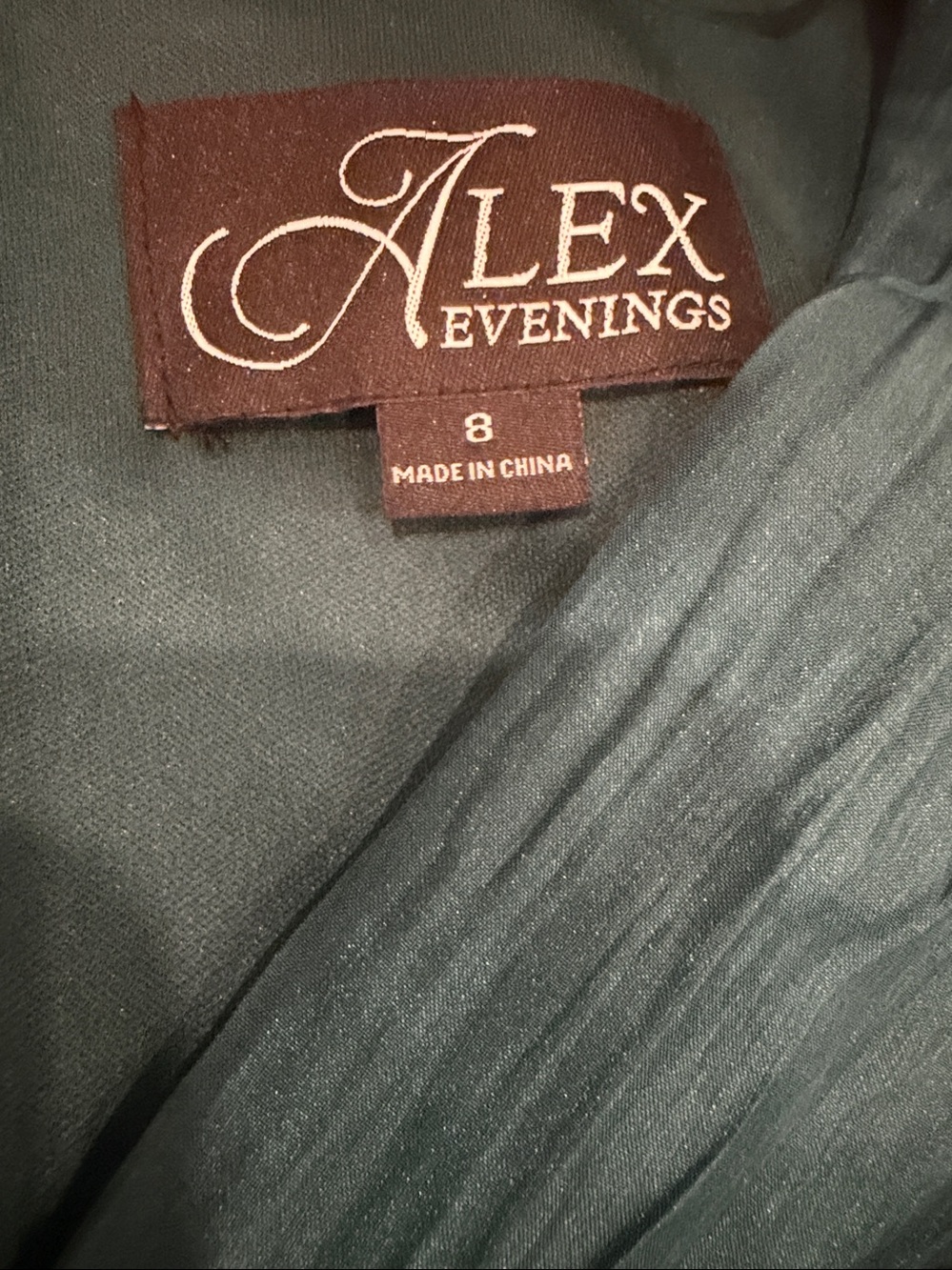 Alex Evenings Women's Crinkle Stretch Taffeta Mermaid Gown Green size 8 NWT - Picture 6 of 10